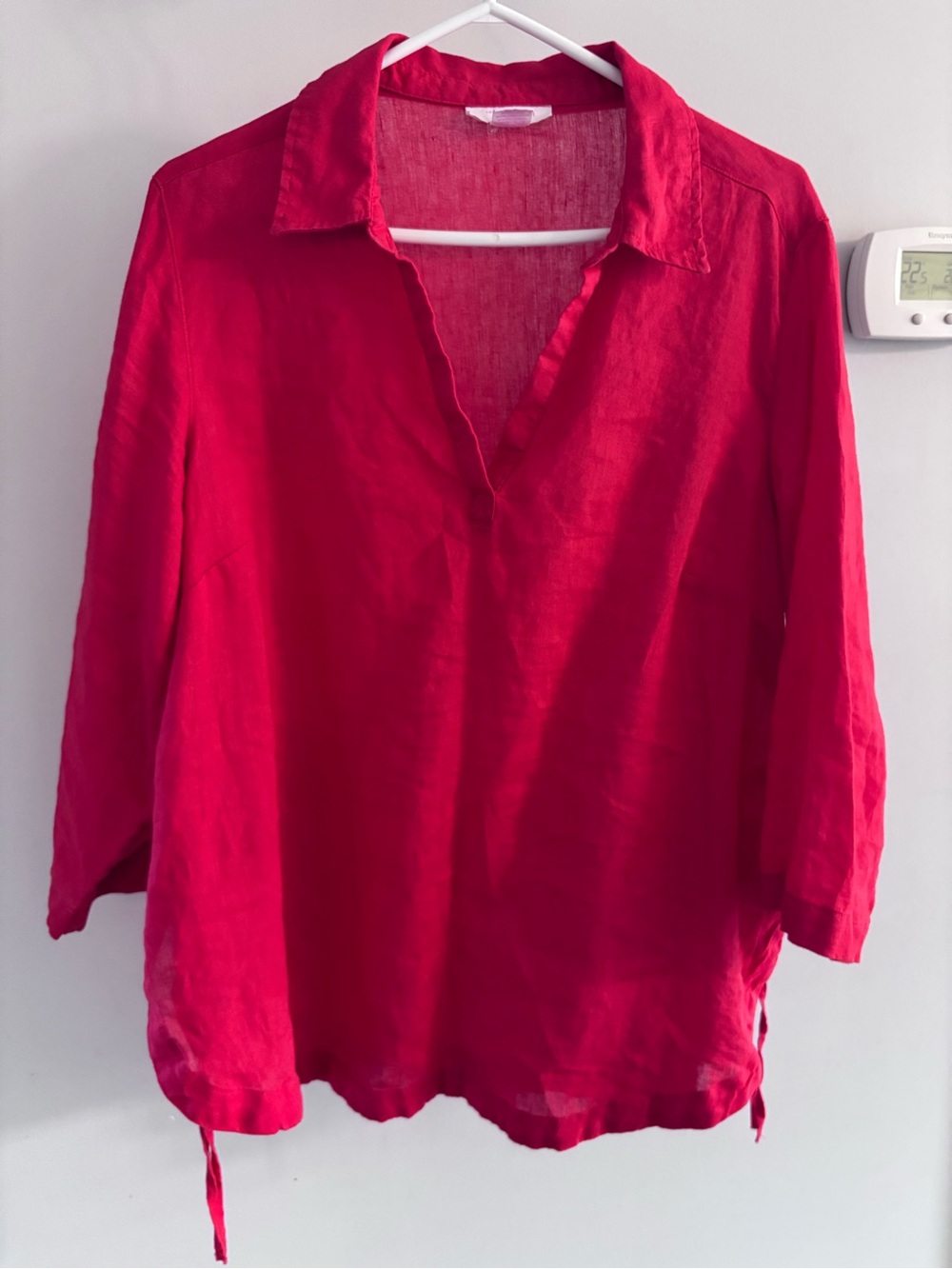 Isaac Mizrahi Bright Red Collared V-Neck Tunic